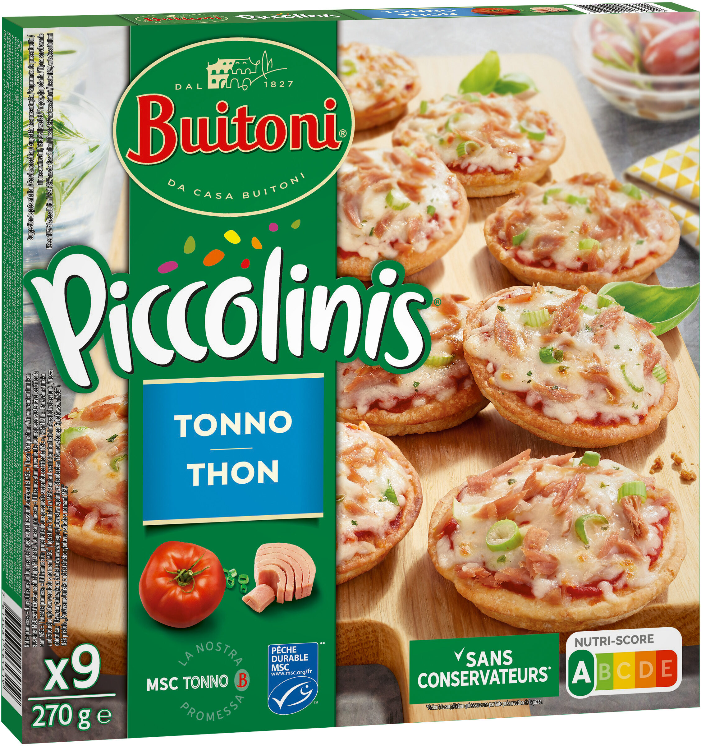 BUITONI PICCOLINIS mini-pizzas surgelées Thon 270g (9 pièces) - Produit