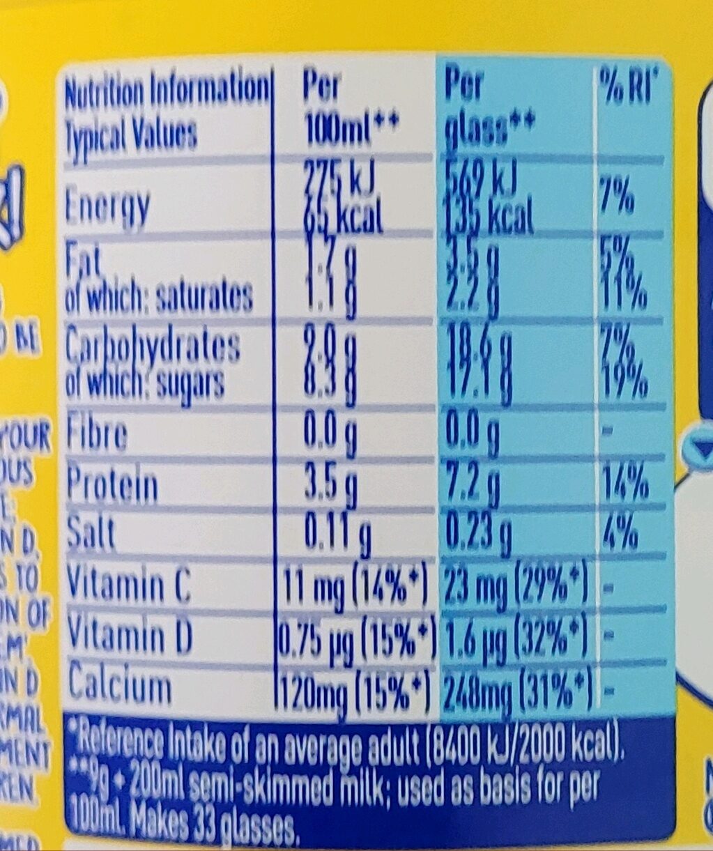 Nesquik Strawberry 300gr - Nutrition facts