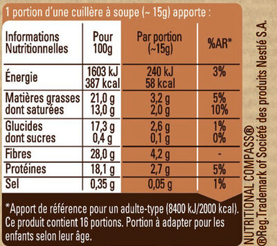 NESTLE DESSERT Cacao en Poudre boîte 250g - Tableau nutritionnel