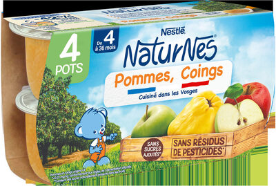 NESTLÉ NATURNES Purée bébé Pommes Coings -4x130g -Dès 4/6 mois - Produit
