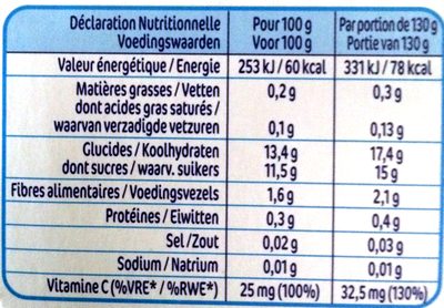 NESTLÉ NATURNES Purée bébé Pommes Pruneaux -4x130g -Dès 4/6 mois - Tableau nutritionnel