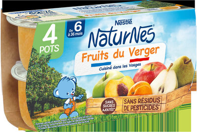 NESTLÉ NATURNES Purée bébé Fruits du Verger -4x130g -Dès 6 mois - Produit