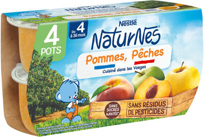 NESTLÉ NATURNES Purée bébé Pommes Pêches -4x130g -Dès 4/6 mois - Produit