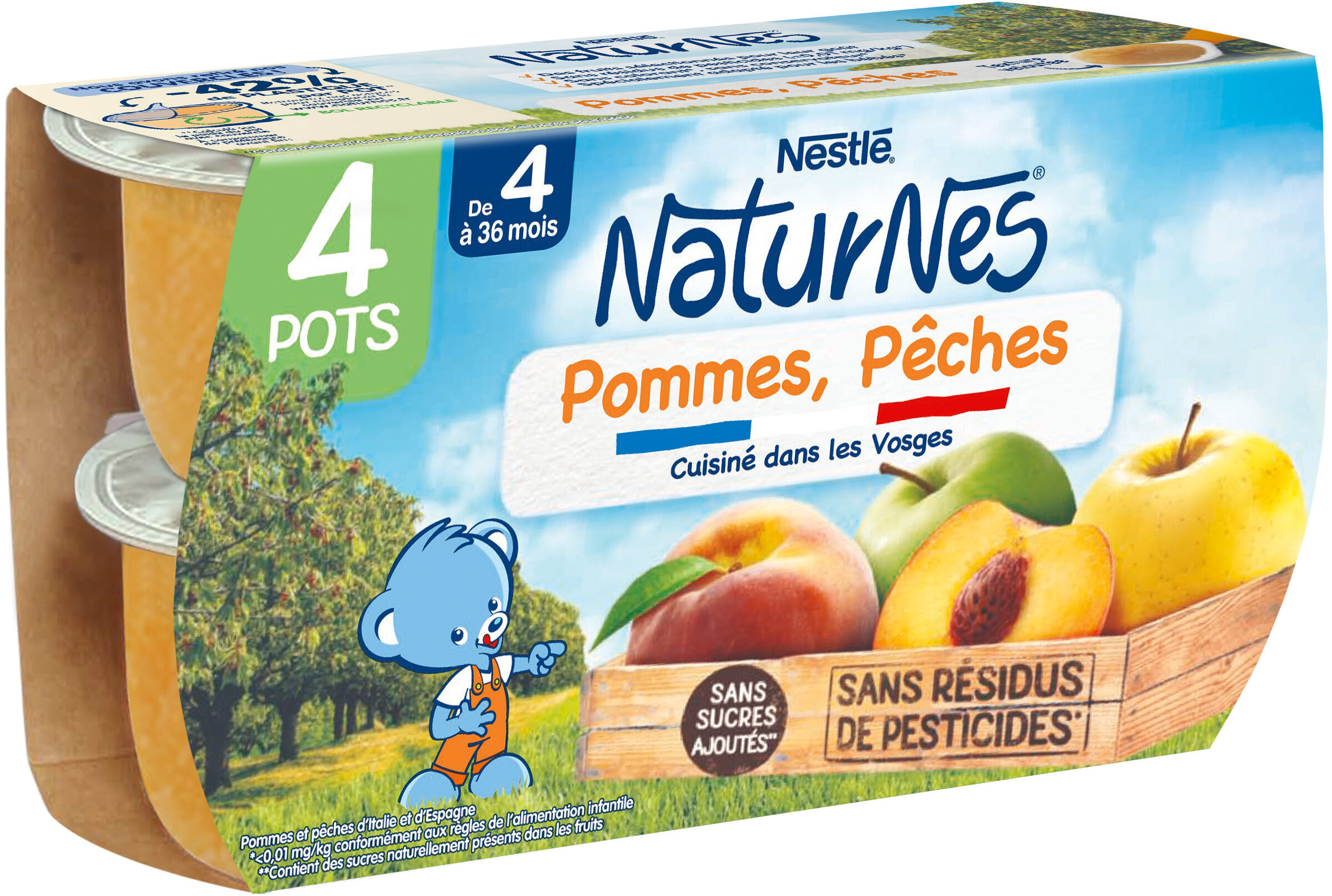 NESTLE NATURNES Compotes Bébé Pommes Pêches -4x130g -Dès 4/6 mois - Producto - fr