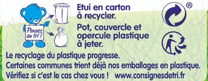 NESTLE NATURNES Compotes Bébé Pommes Pêches -4x130g -Dès 4/6 mois - Instrucciones de reciclaje y/o información de embalaje - fr