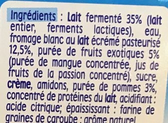 NESTLE P'TIT ONCTUEUX au Fromage Blanc Fruits Exotiques 4x100gDès8mois - Ingrédients