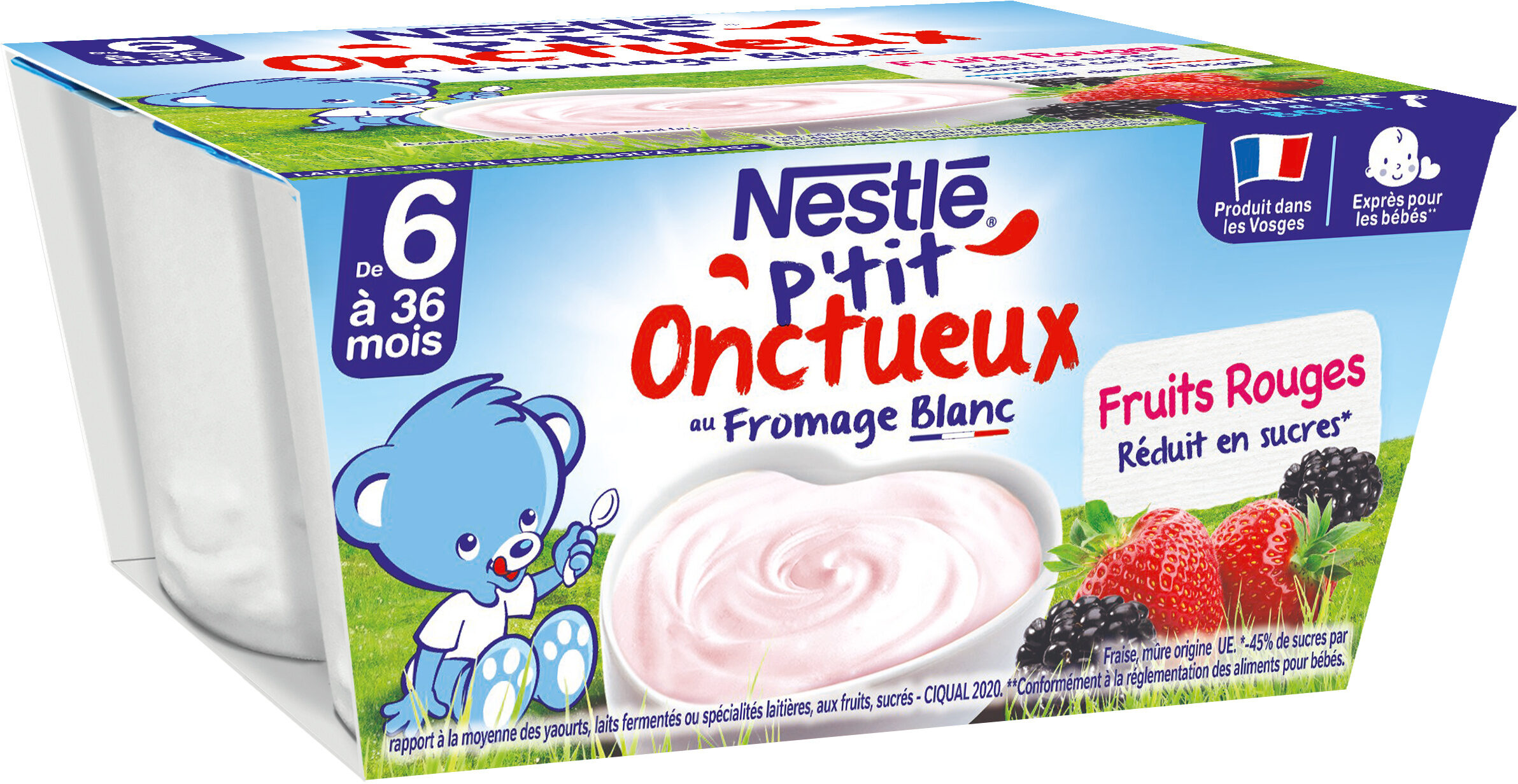 NESTLÉ P'TIT ONCTUEUX au Fromage Blanc Fruits Rouges-4x100g-Dès 6 mois - Produkt - fr