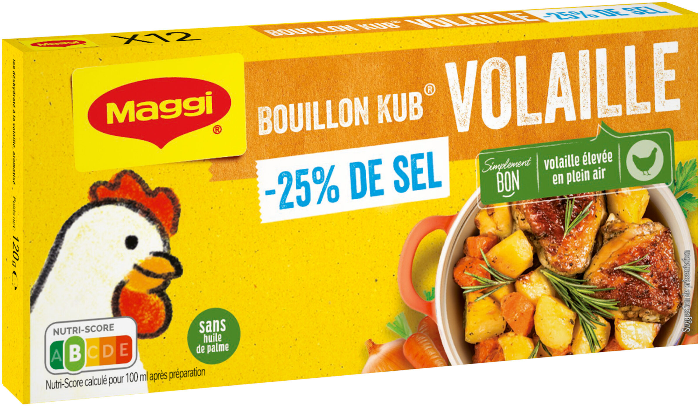 MAGGI Bouillon KUB Volaille Réduit en sel de -25% 120g - Prodotto - fr