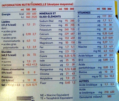 Booster saveur vanille - Información nutricional - fr