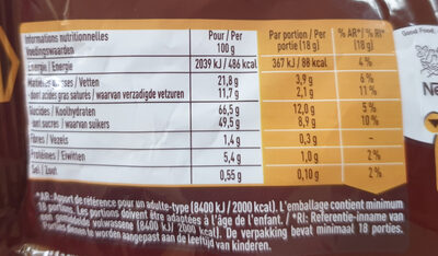LION MINI Barres chocolatées - sachet 350g - Tableau nutritionnel