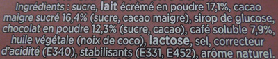 NESCAFÉ Cappuccino Choco, Café soluble, Boîte de 8 sticks - Ingredientes - fr