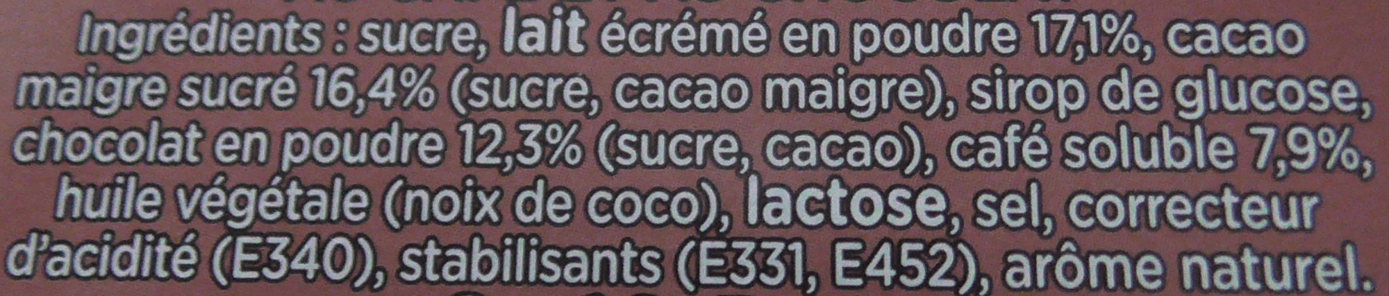 NESCAFÉ Cappuccino Choco, Café soluble, Boîte de 8 sticks - Ingredientes - fr