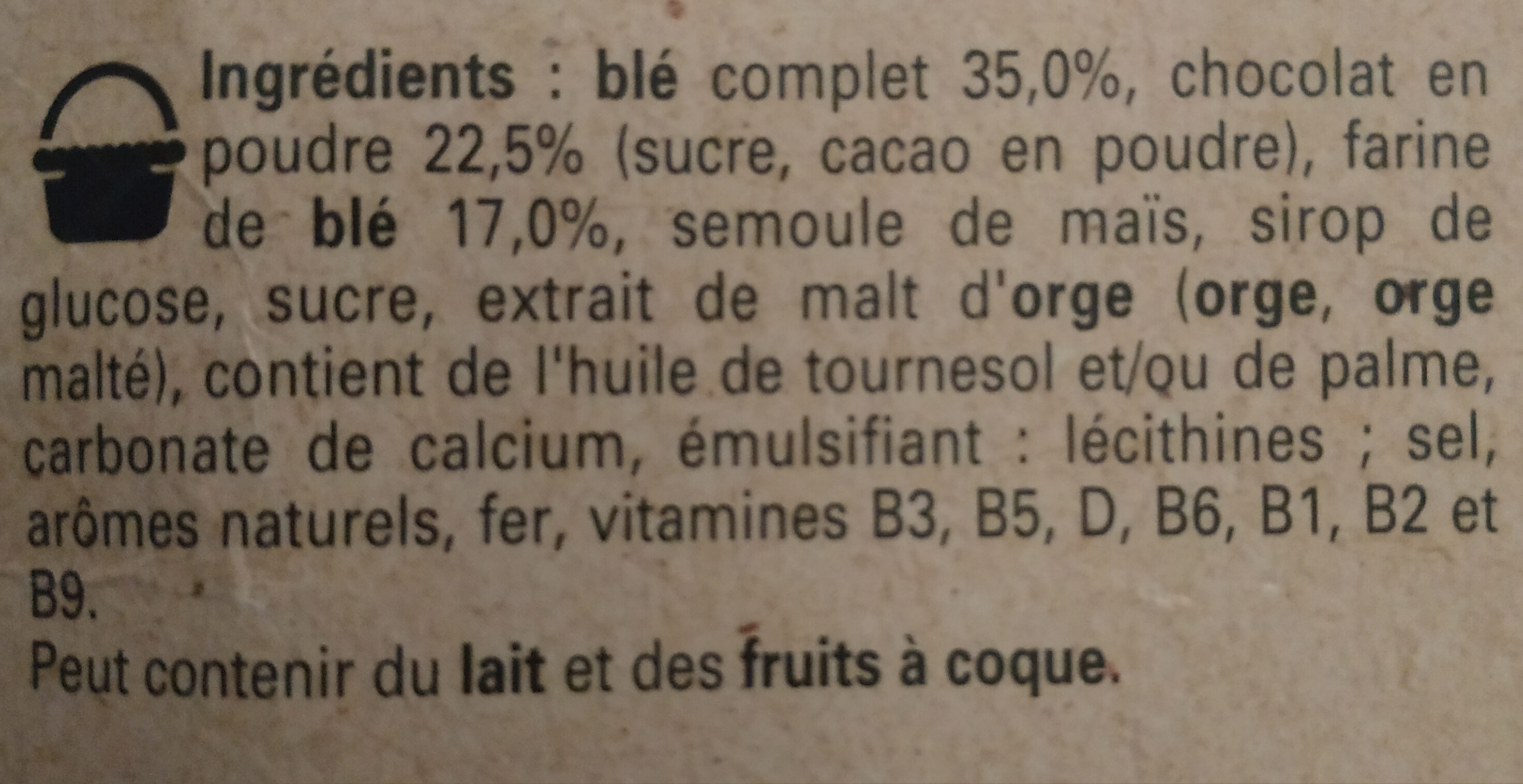 NESTLE CHOCAPIC Céréales 1kg - Ingredienser - fr