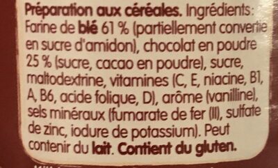 Bébé Poudre de céréales Choco - Ingredienti - fr