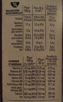 NESTLE LION Céréales 810g​ - Tableau nutritionnel