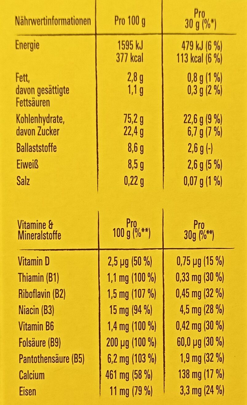 Nesquik mit 7 Vitaminen - Valori nutrizionali - de