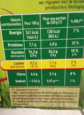 Mousline Purée Bio - Nutrition facts - fr