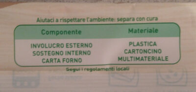 Pasta sfoglia integrale - Istruzioni per il riciclaggio e/o informazioni sull'imballaggio