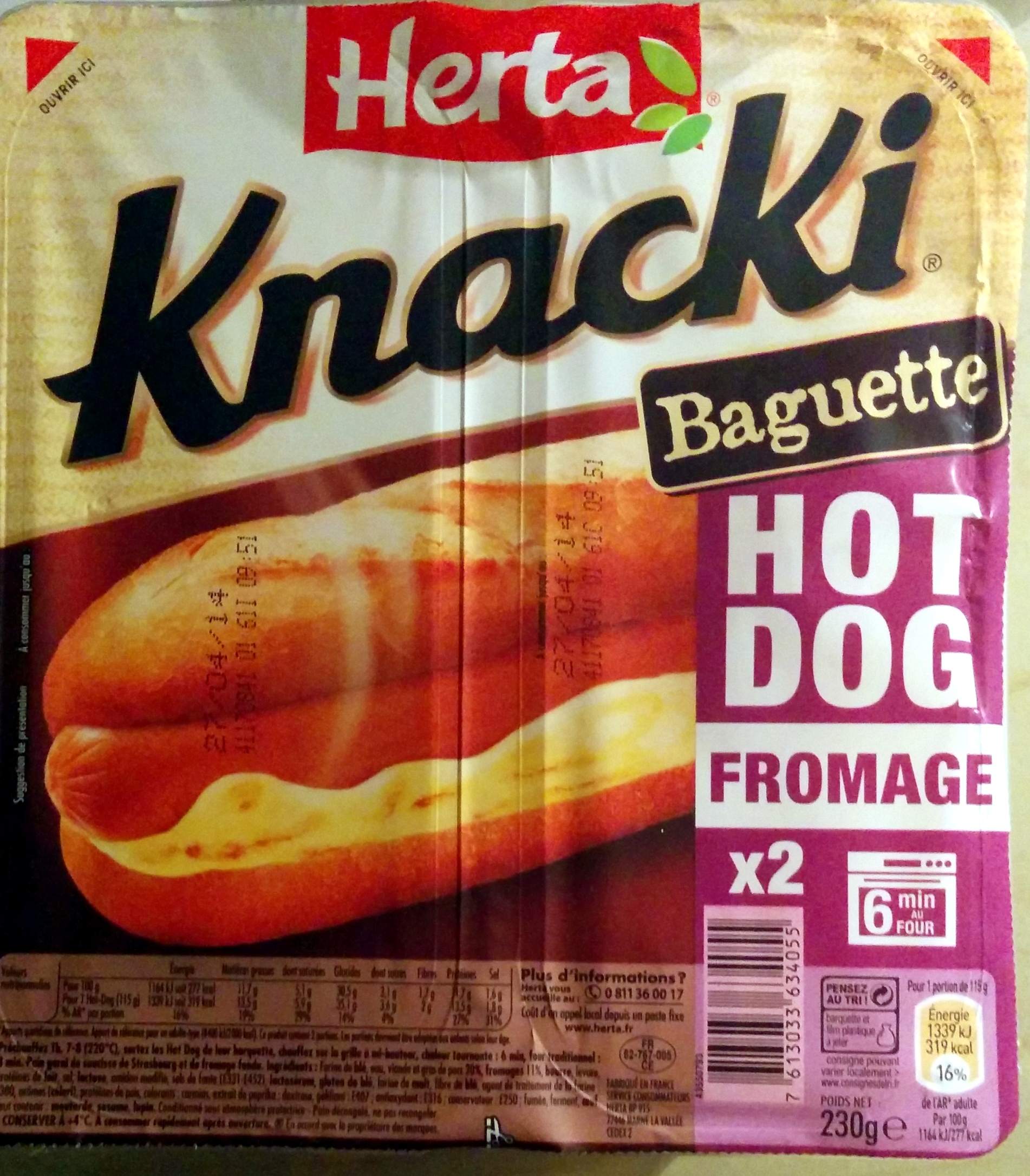 Hot Dog Fromage x 2 (Baguette) - Produit