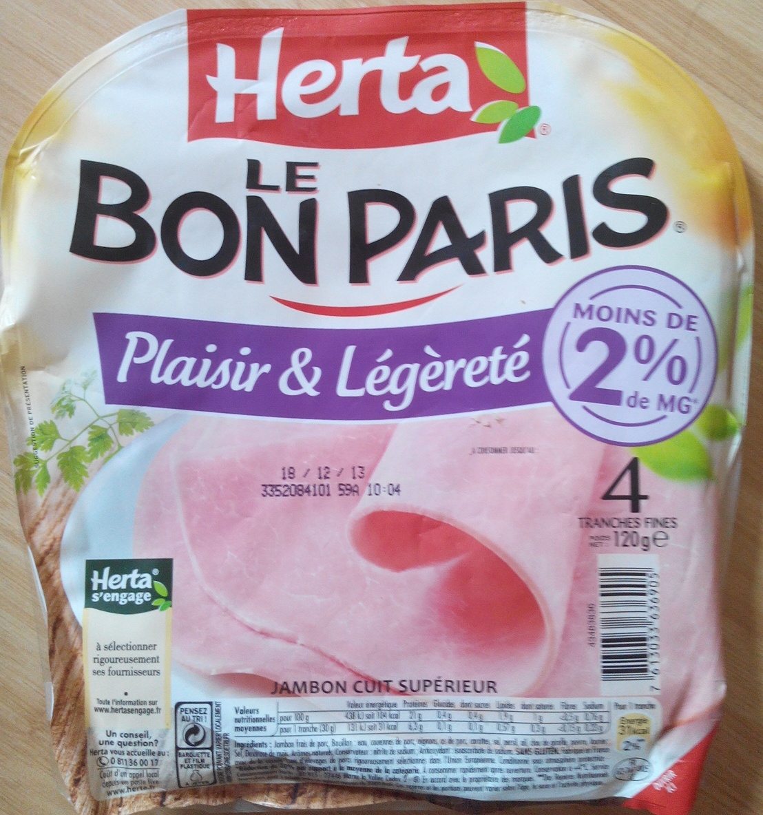 Le Bon Paris, jambon cuit supérieur - Produit