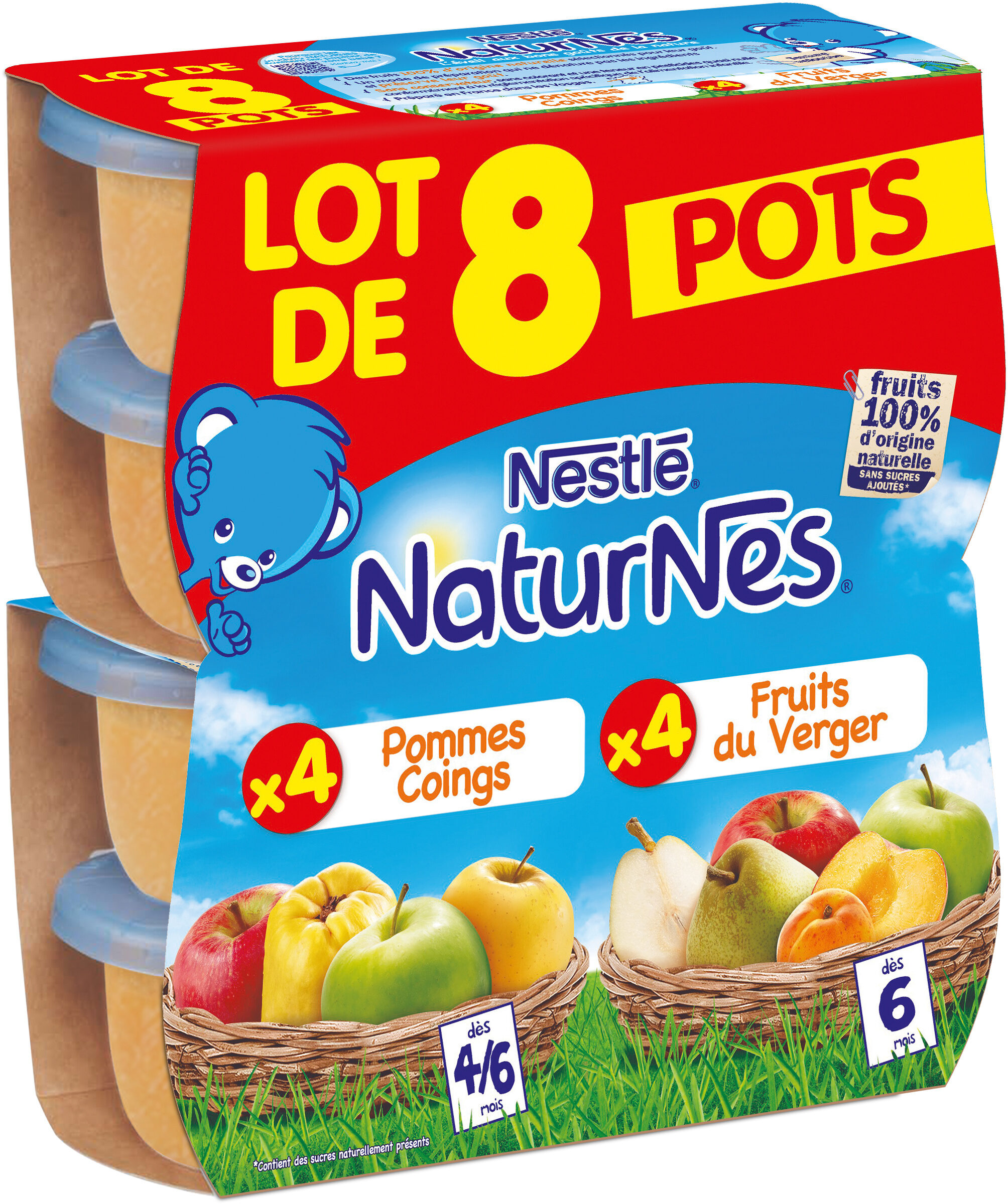NESTLE NATURNES Compotes Bébé Fruits du Verger + Pommes Coings 8x130g - Produkt - fr