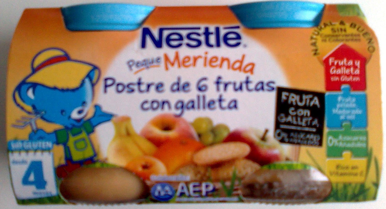 Postre de frutas "Nestlé" 6 frutas con galleta - Producto