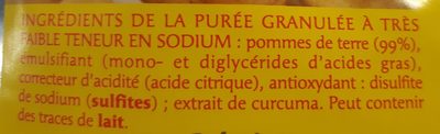Purée De Pommes De Terre En Granulée Faible Teneur En Sodium - Ingredients - fr