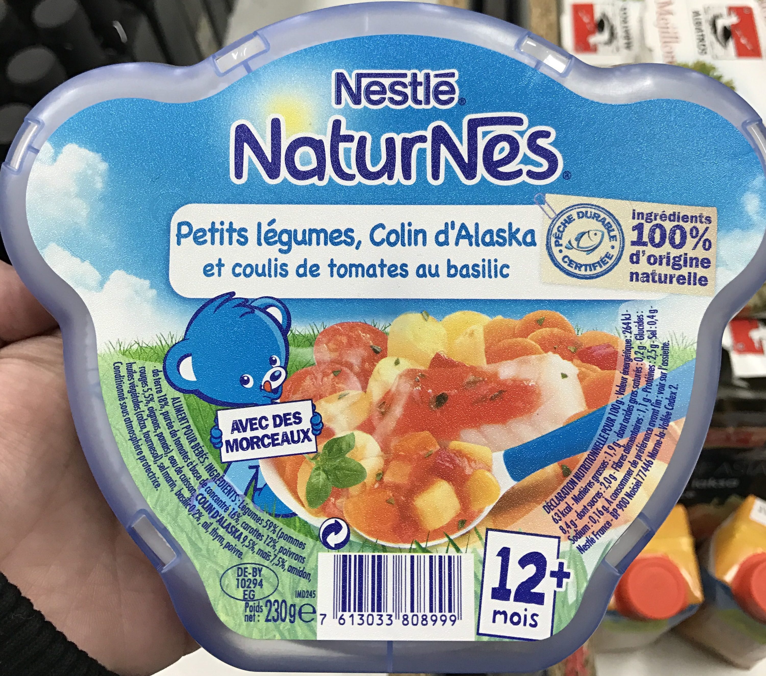 NaturNes Petits légumes, Colin d'Alaska et coulis de tomates au basilic - نتاج - fr