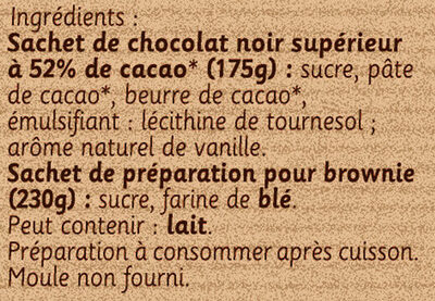 NESTLE DESSERT Préparation pour Brownie au Chocolat 405g - Ingrédients
