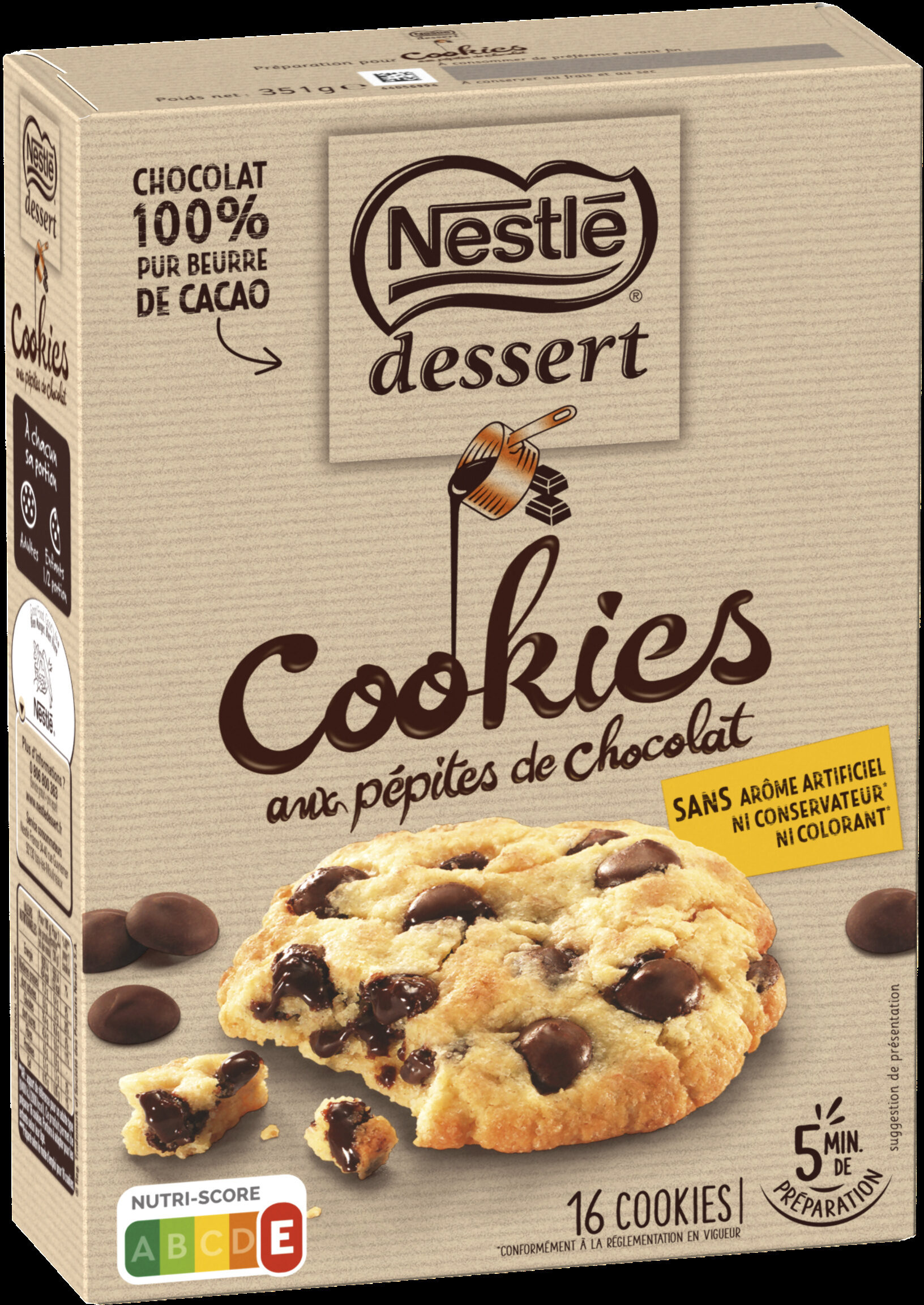 NESTLE DESSERT Préparation pour Cookies au Chocolat 351g - Produit