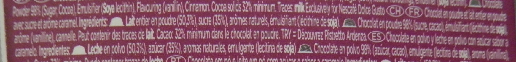 Nescafé Dolce Gusto Chococino Caramel - المكونات - fr
