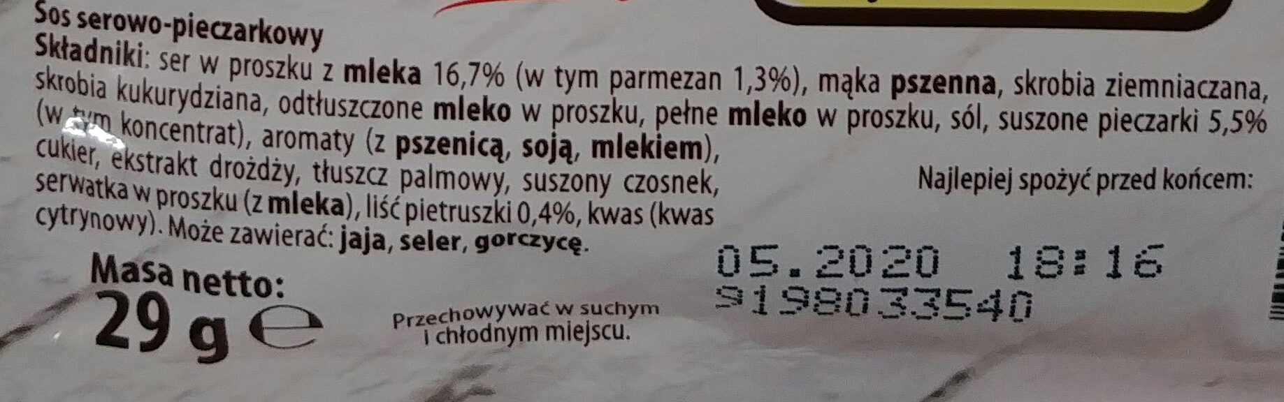 Sos do makaronu serowo-pieczarkowy - Ingredients - pl