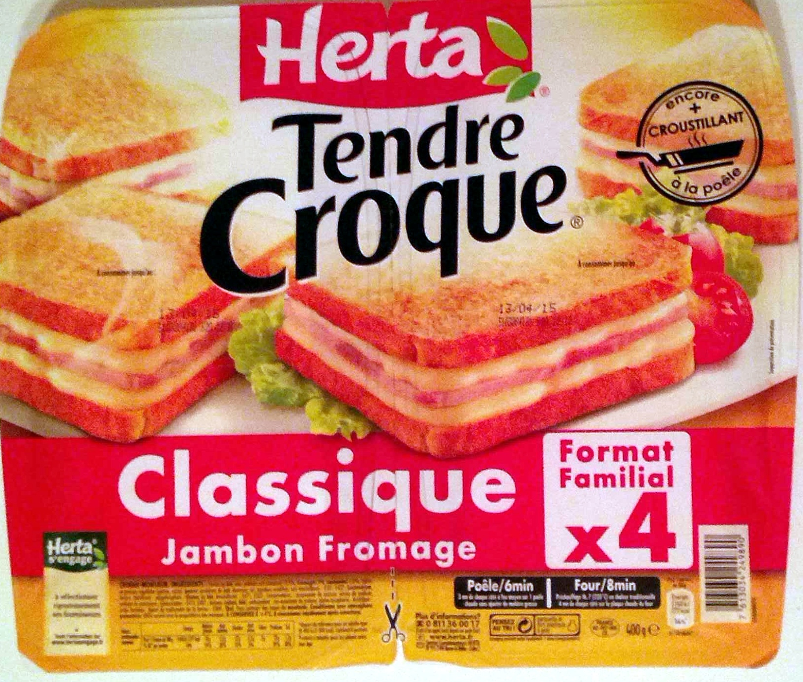 Tendre Croque, Classique Jambon Fromage (Format Familial x 4) - Produit