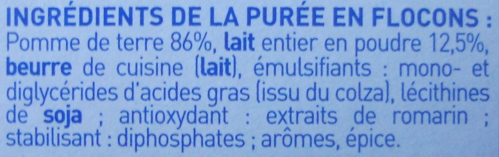 Tendresse de Lait (3 sachets de 4 assiettes) - Ingredients - fr