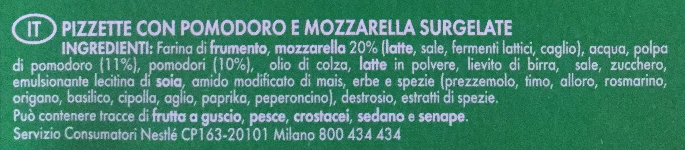 mini-pizzas surgelées Tomate Mozzarella - Ingredienti