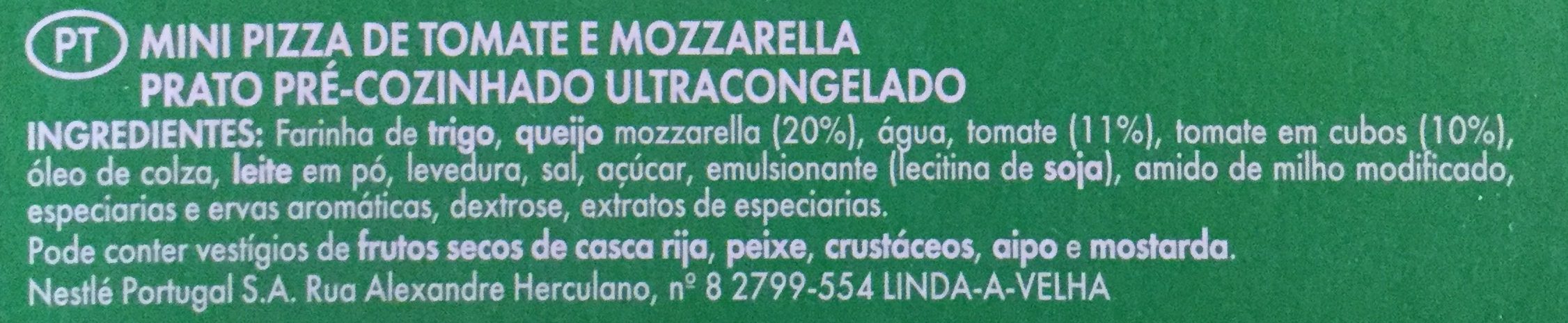 BUITONI PICCOLINIS mini-pizzas surgelées Tomate Mozzarella 270g - Ingredientes