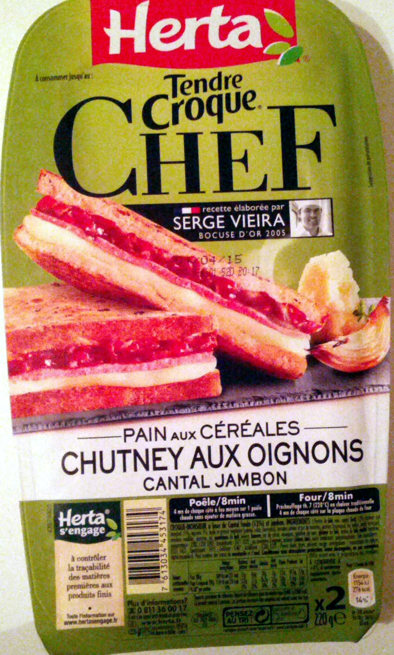 Tendre Croque Chef - Pain aux céréales hutney aux oignons cantal jambon - Produit
