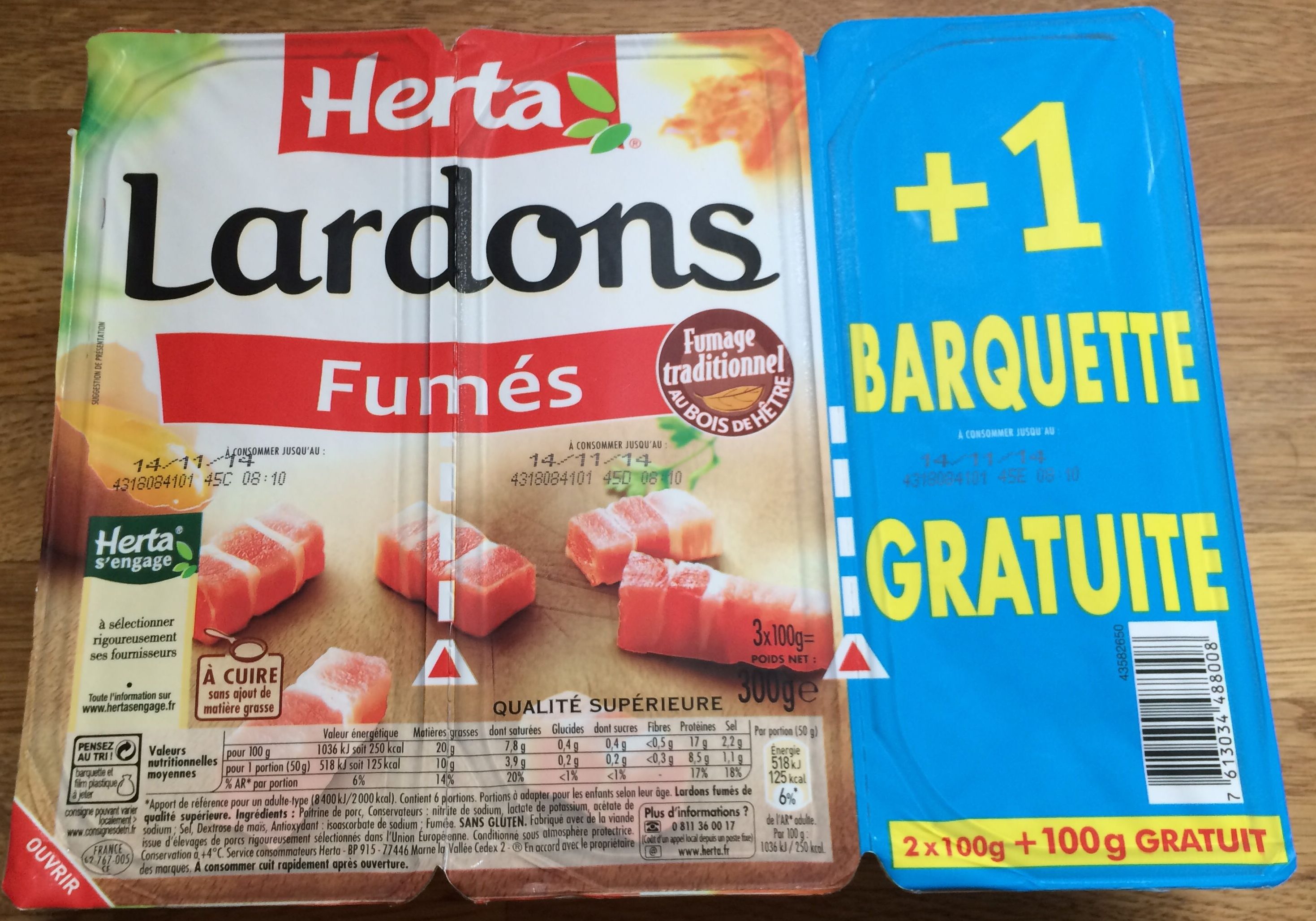 Lardons, Fumés (+ 1 Barquette Gratuite) - Produit