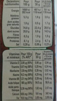 NESTLE CHOCAPIC DUO Céréales Petit Déjeuner 400g - Nutrition facts - fr