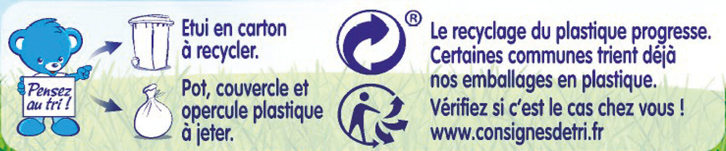 NATURNES Les Sélections Légum Verts,Riz,Saumon-Dès12mois - Recycling instructions and/or packaging information - fr
