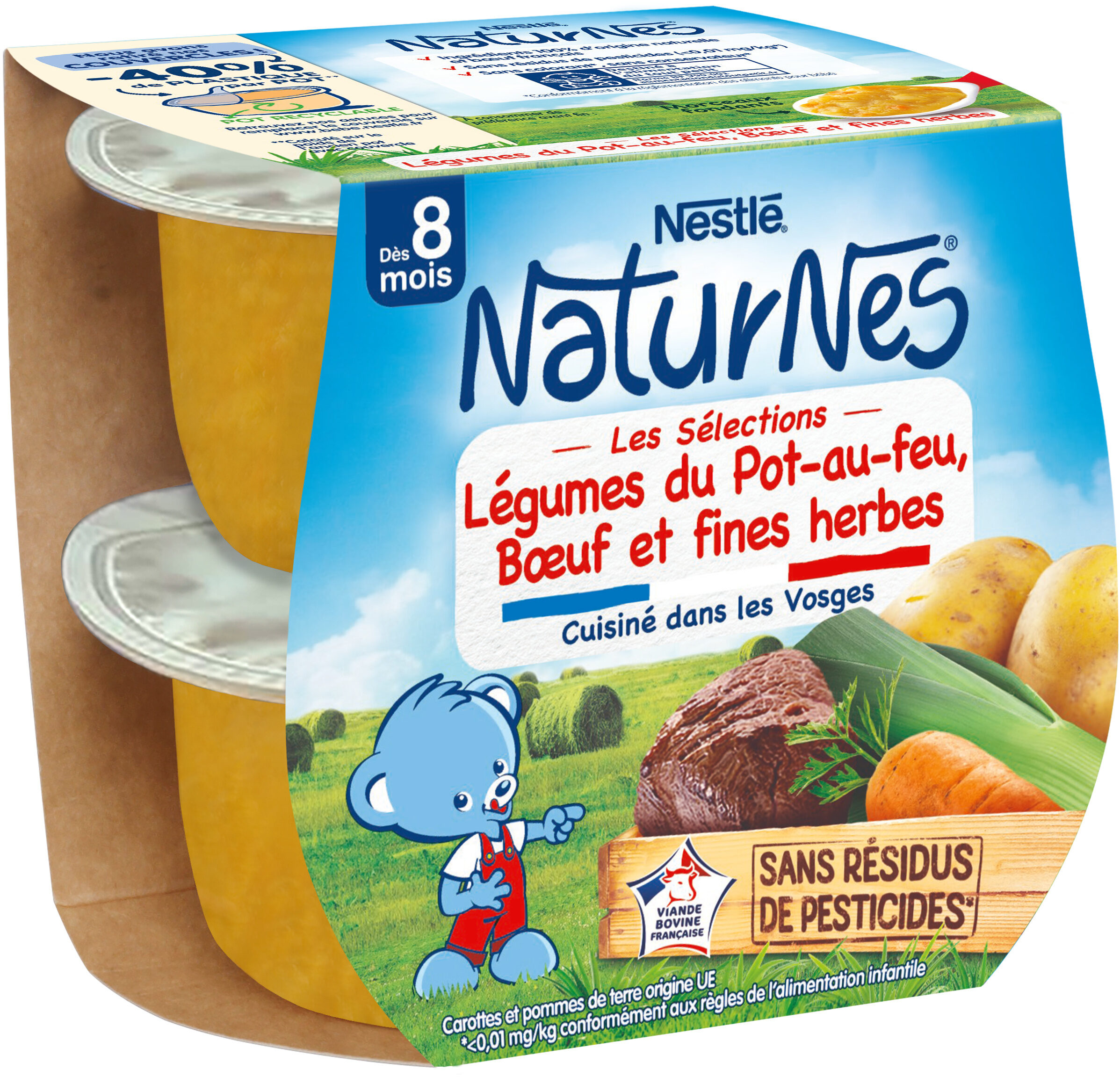 NESTLE NATURNES Les Sélections Légumes du pot-au-feu Bœuf-2x200g-Dès 8 mois - Produkt - fr