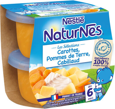 NESTLE NATURNES Les Sélections Petits Pots Bébé Carottes, Pommes de terre, Cabillaud -2x200g -Dès 6 mois - Product - fr