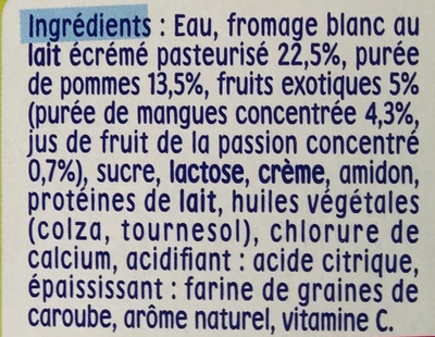 P'tit Onctueux au fromage blanc Fruits exotiques - Ingrédients