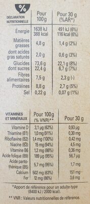NESTLE CHOCAPIC Céréales 430g - Tableau nutritionnel