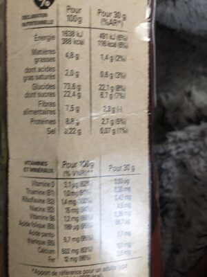 Céréales Chocapic - Tableau nutritionnel