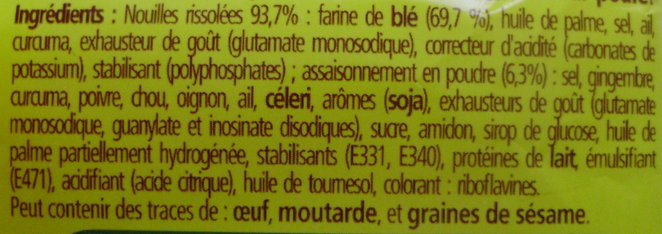 Nouilles saveur Poulet - Ingredients - fr