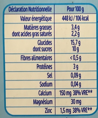 P'tit Brassé Framboise - Información nutricional - fr