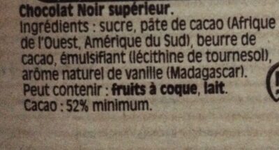 chocolat NESTLE DESSERT Noir 2X205g - Ingredients - fr