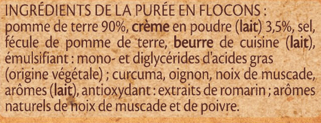 MOUSLINE Purée Crème Muscade (3x65g) - Ingrédients