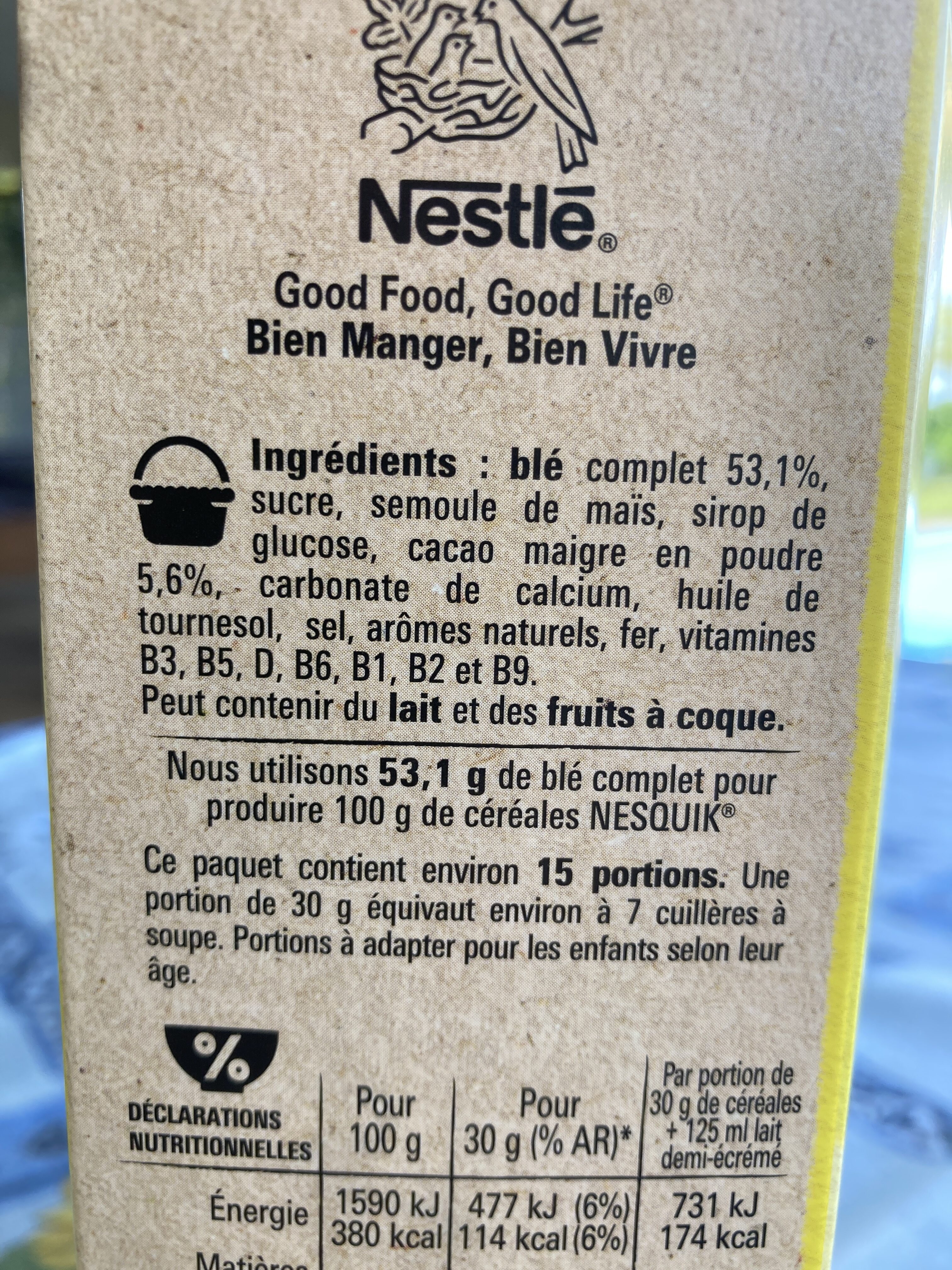 NESTLE NESQUIK Céréales 450g - Ingredientes - fr